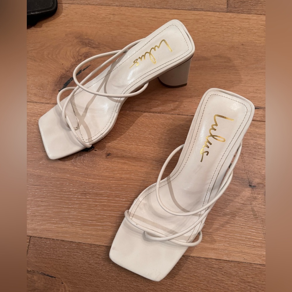 Lulu’s Jocelynn Bone Strappy High Heel Sandals - Picture 4 of 6